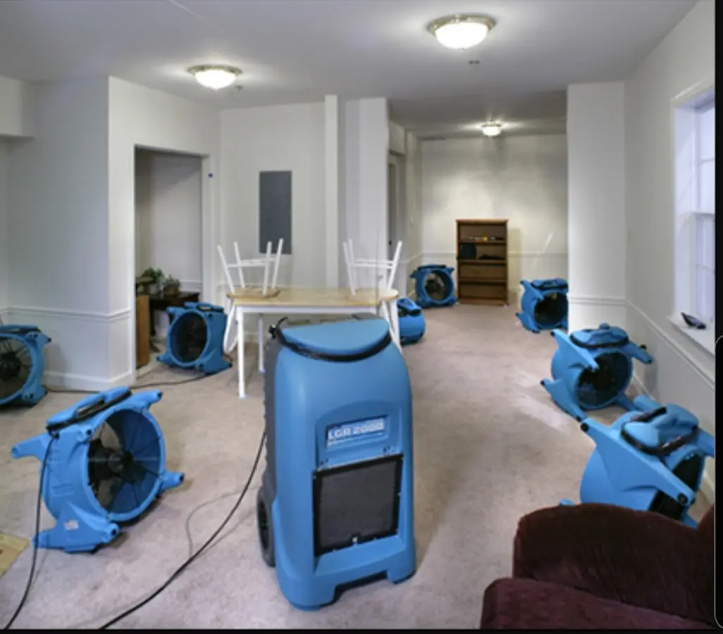 Air movers and dehumidifier setup for Water Damage Restoration in Waimanalo
